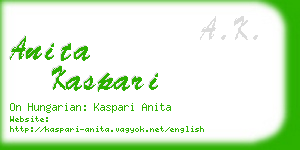 anita kaspari business card